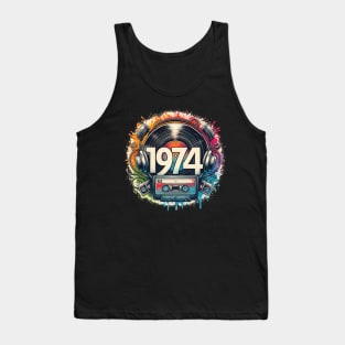 Born in 1974 Birthday Nostalgia: Vinyl record and cassette tapes, Born in '74 Tank Top